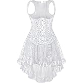 Sapubonva Corset Dress Top Skirt Set Plus Size bustiers Gothic Medieval Women