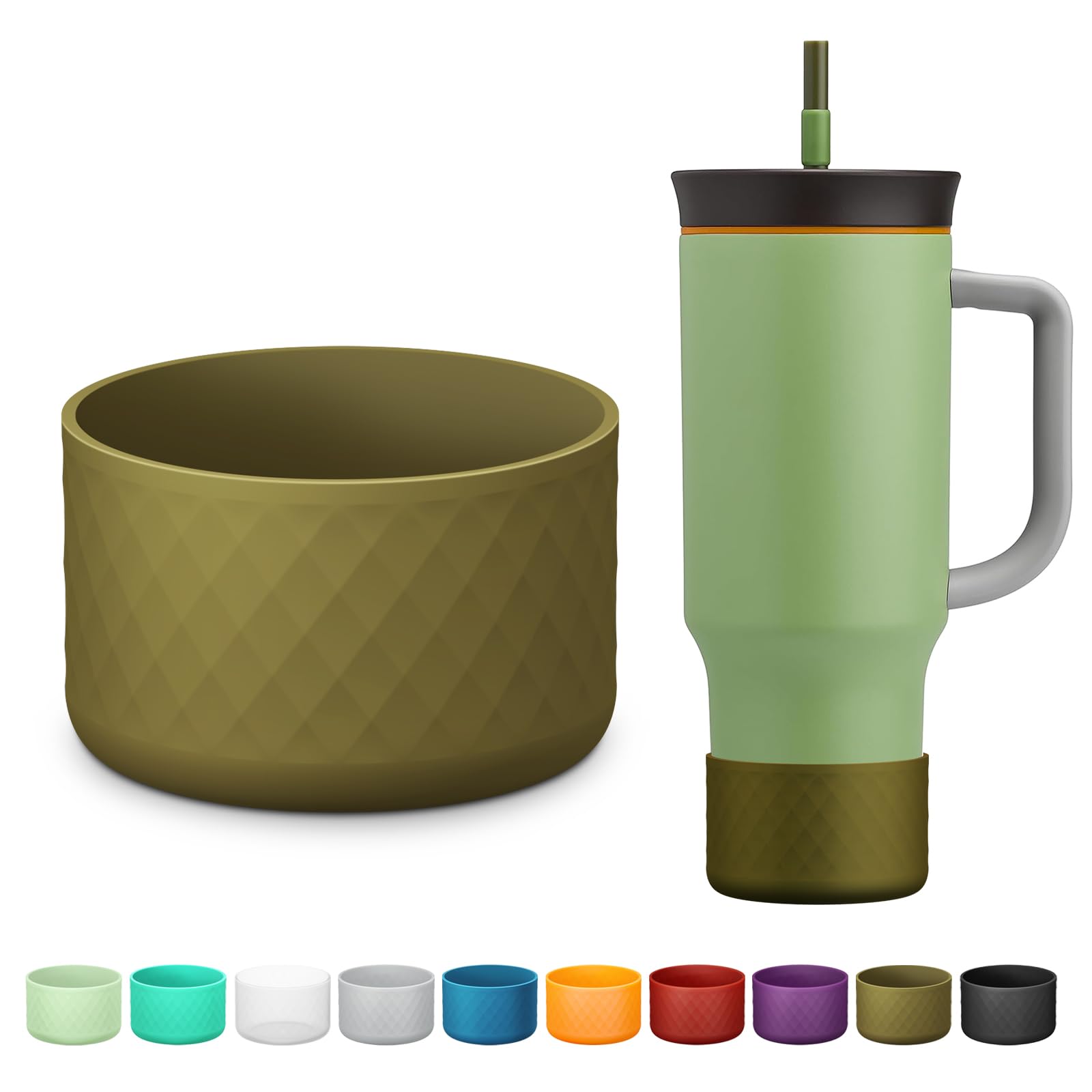 Photo 1 of Silicone Boot for Owala 40 oz Tumbler with Handle, Anti-Slip Protective Sleeve for Stainless Steel Triple Layer Insulated Travel Tumbler Accessories