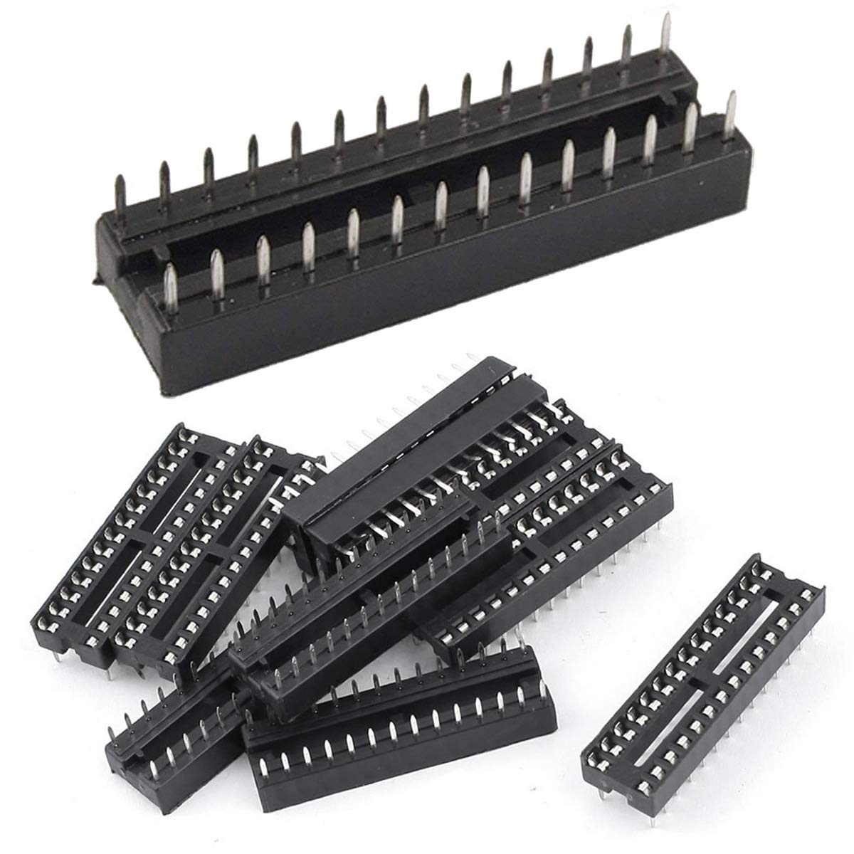 Youmile 50PACK DIP IC Sockets 28Pin Narrow 2 Row 2.54 mm IC Sockets Adapter Solder Type Socket