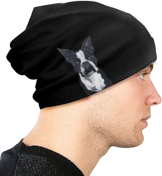 XID4SD Boston Terrier Dog Unisex Knit Beanie Men’s Slouch Skull Cap