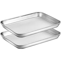 Wildone Baking Sheet Set of 2 - Stainless Steel Cookie Sheet Baking Pan, Size 9 x 7 x 1 inch, Non Toxic & Heavy Duty…