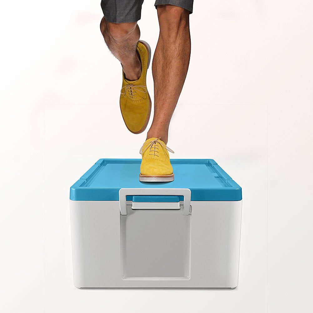 Storage Container Stackable Bins with Digit Lock ABS Safety Large Capacity 51L (cyan)