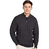 Aran Sweater in Merino Wool with Half Zip by Aran Woollen Mills