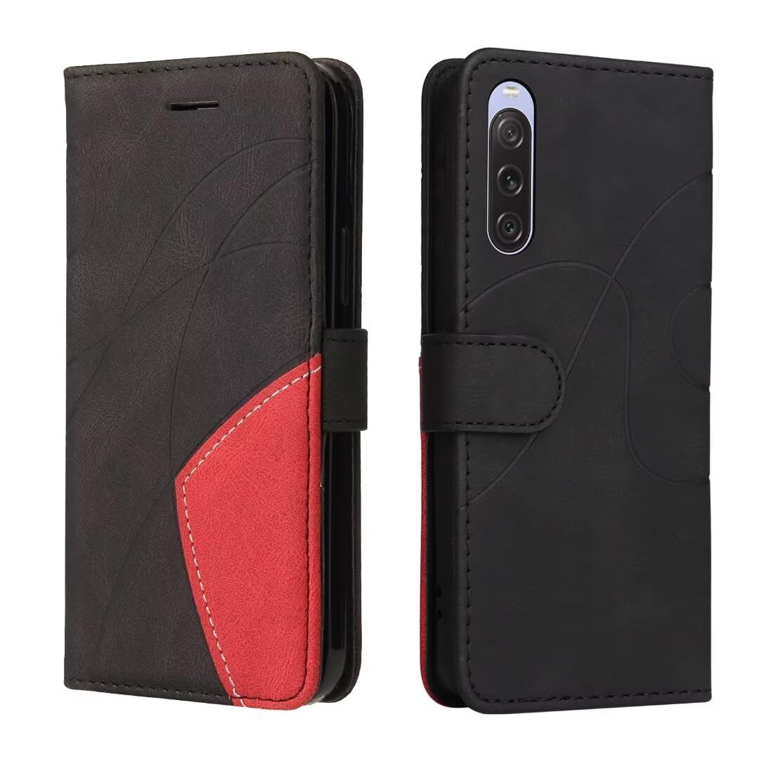 Dfjhure Sony Xperia 10 VI Case Premium Flip Wallet Phone Case Cover Shockproof PU Leather Stand View Bookstyle Case Silicone Bumper Business Phone Case for Sony Xperia 10 VI- Black