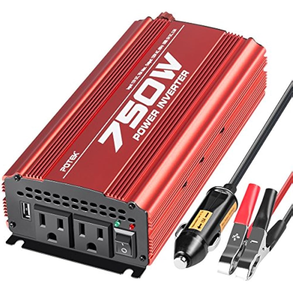 750W Power Inverter DC 12 V To AC 115V Converter 2A USB Charging Port