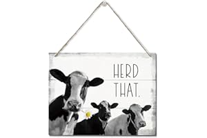 AUII JO DESIGN Funny Herd That Cow Decor Sign, Hanging Printed Wall Plaque Wood Signs, Country Farmhouse Decor, Home Décor, Rustic Farmhouse Decorations for The Home Wall Art 10X7.8inch