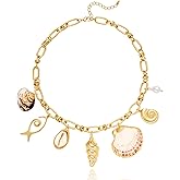 LILIE&WHITE Gold Sea Shell Necklaces for Women With Trendy Charms Necklaces Summer Beach Necklace Starfish Charms Fashion Jewelry Gift