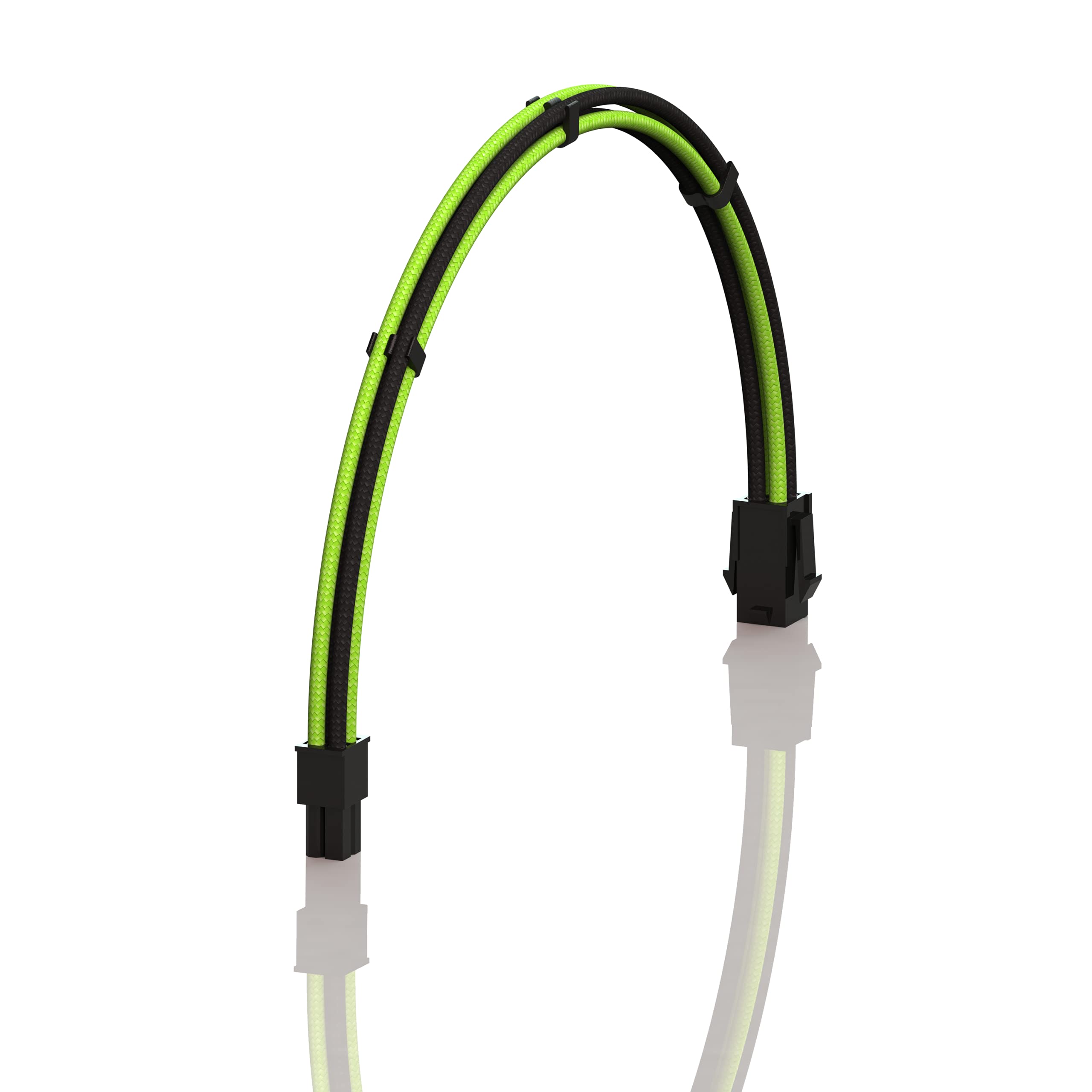 LINKUP - AVA 50cm EPS 4 Pin CPU ATX Motherboard PSU Power Supply Braided Sleeved Custom Mod PC Extension Cable w/Combs | Strong & Stiff Design | Single Pack | 500mm - GreenBlack