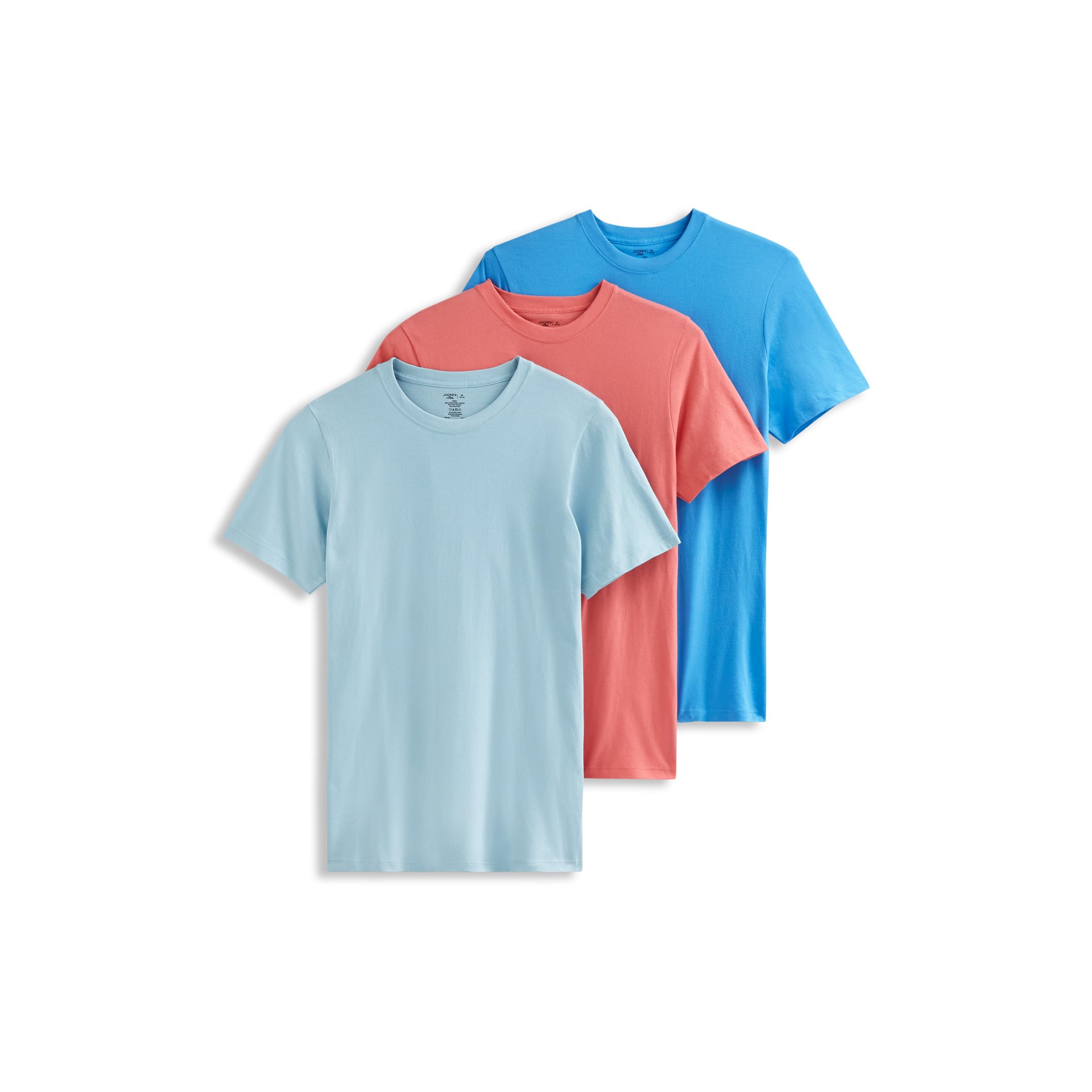 Jockey T-Shirts for Men - Crew Neck Undershirts, Cotton Men's T-Shirts - 3 Pack, Coral Drift, S Image