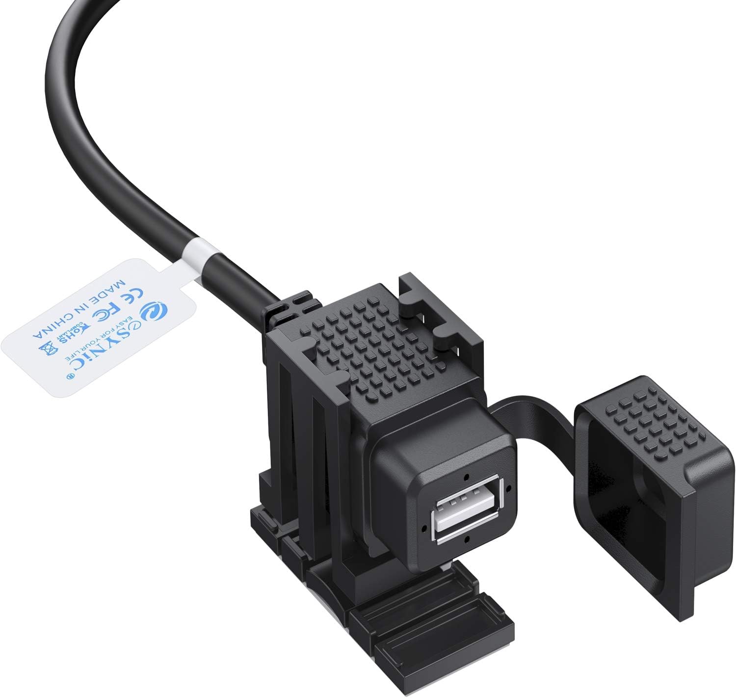eSynic Professional Motorcycle USB Charger - Waterproof 1.82m/6ft Socket for Phone GPS - Universal 12/5V Motorbike Charger