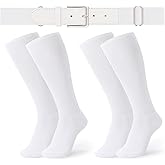 JASGOOD Baseball Belt and Socks Combo Set Adjustable Softball Belt and Socks Elastic Waist Belt for Child Youth