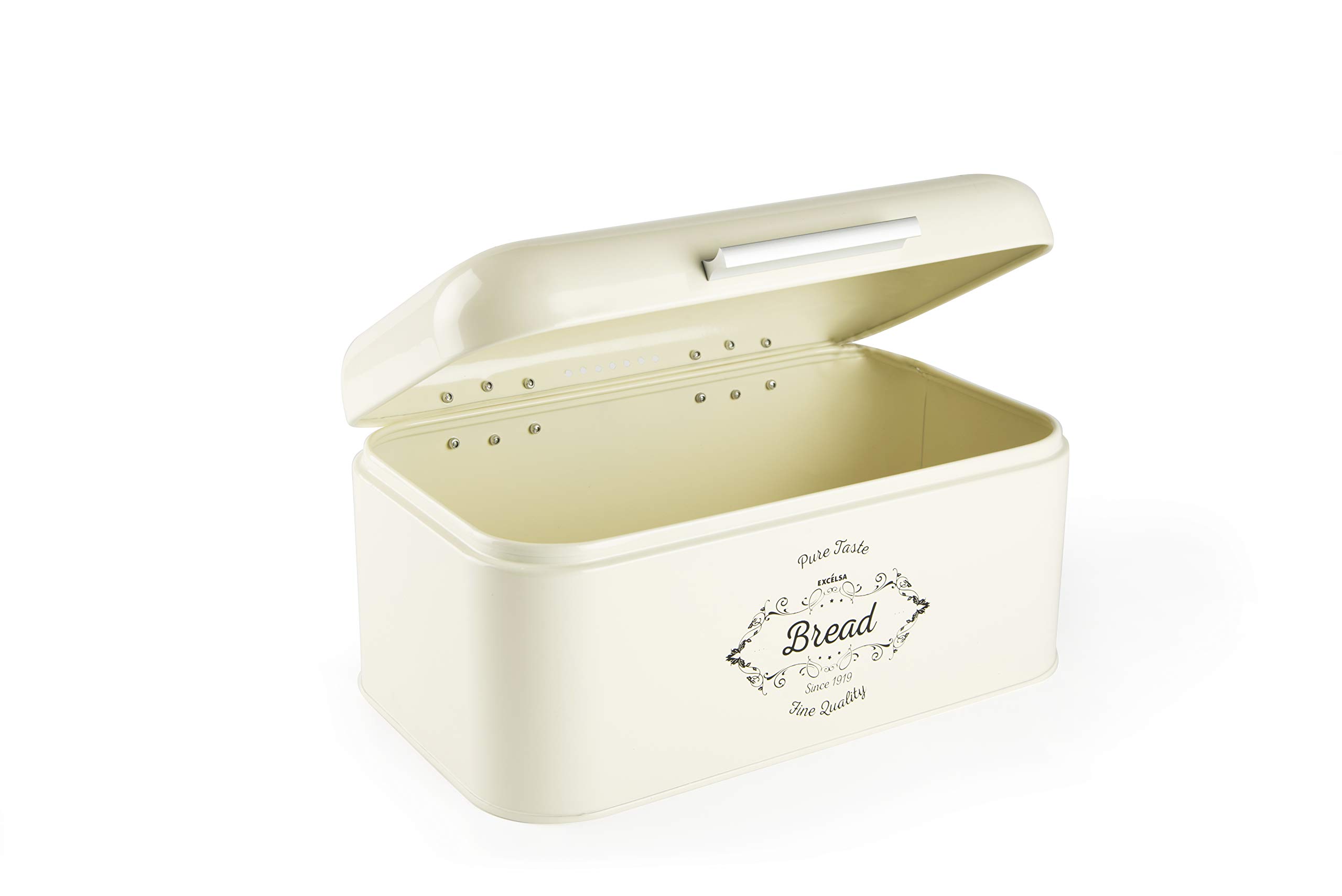 Excelsa Fine Quality Bread Bin Metal, Cream, Dimensions: 30 x 20 x H.15 cm