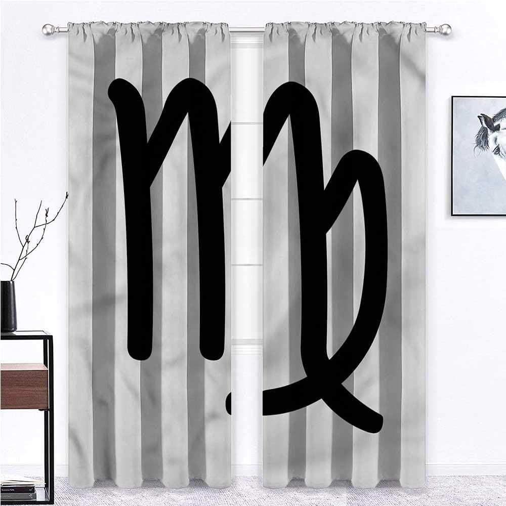 GugeABC Farmhouse Curtains for Living Room Zodiac Virgo Print Window Curtains Monochrome Sign 72 x 84 Inch (2 Panels)