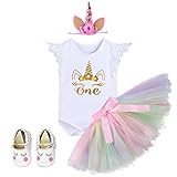 Unicorn One Flower Outfit Baby Girls Lace Flutter
