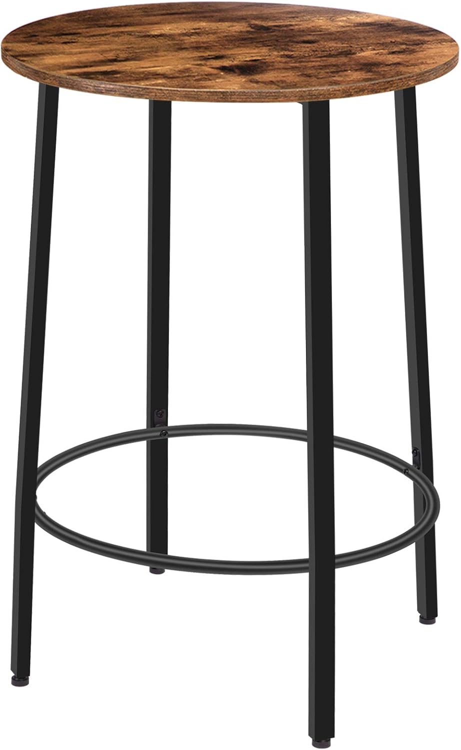 HOOBRO Bar Table, Round Pub Table, 36.2” High Breakfast Table, Computer Desk, Metal Frame with Adjustable Feet for Dining Room, Kitchen, Living Room, Easy Assembly, Rustic Brown BF59BT01: Home & Kitchen