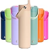 Elemental 24oz Insulated Water Bottle with Straw - 100% Leak-Proof Stainless Steel Core Water Bottles for Travel, Sports and Gym - Double Wall Insulation & BPA Free - Beige