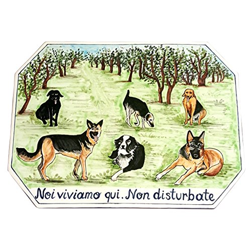 CERAMICHE D'ARTE PARRINI - Italian Ceramic Art Pottery Tile House Custom Panels Decorated Dogs Hand Painted Made in ITALY Tuscan