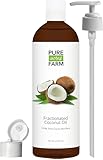 Fractionated Coconut Oil (Liquid) - Large 16oz - WITH PUMP + FREE Recipe eBook! - Use with Essential Oils and Aromatherapy as a Carrier and Base oil - Add to Roll-On Bottles for Easy Application