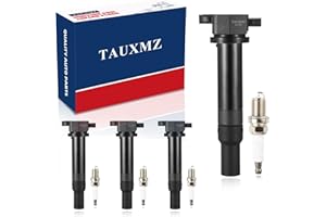 TAUXMZ Ignition Coil Pack UF499 and Iridium Spark Plugs 7090 Replacement for Dodge Attitude Hyundai Accent Kia Rio Rio5 1.4L 1.6L 2006-2011(Set of 4) OE# C1543 BKR5EGP