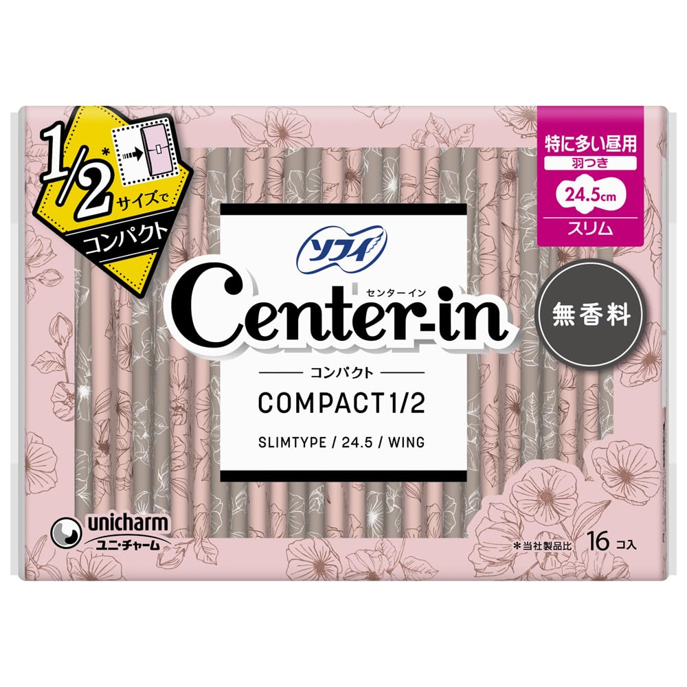 Sofy ソフィ センターイン コンパクト1/2 無香料 特に多い昼用 羽つき 16枚〔生理用ナプキン スリム〕商品画像