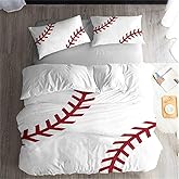 LanS Precise Baseball Sport Series Duvet Cover Bedding Set, Duvet Cover and Pillowcase, 3/4 Piece Set (Duvet Cover + 2 Pillowcases + Sheets) Health/Soft/colourfast (I,Twin-3PCS-172x218cm)