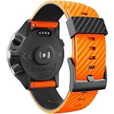 WIIKAI Replacement Strap Bands,Compatible for suunto 7/9/9 baro/spartan sport/D5,Silicone Watch Band (Orange+black)