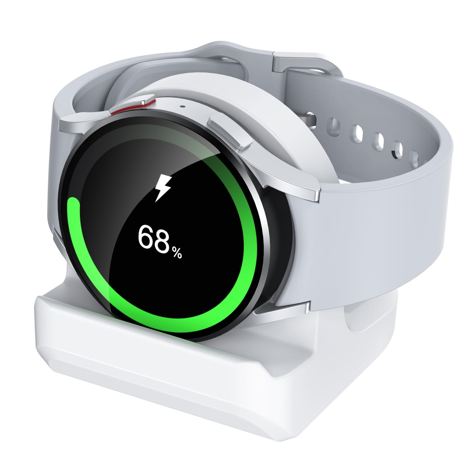 Photo 1 of Stand for Samsung Galaxy Watch 7 40,44mm /Watch Ultra/Watch 6 Classic/Watch 5/Watch 5 Pro Charger,Non-Slip Silicone Charger Dock Accessories Support Charging Holder -White, Charger Cable Not Included