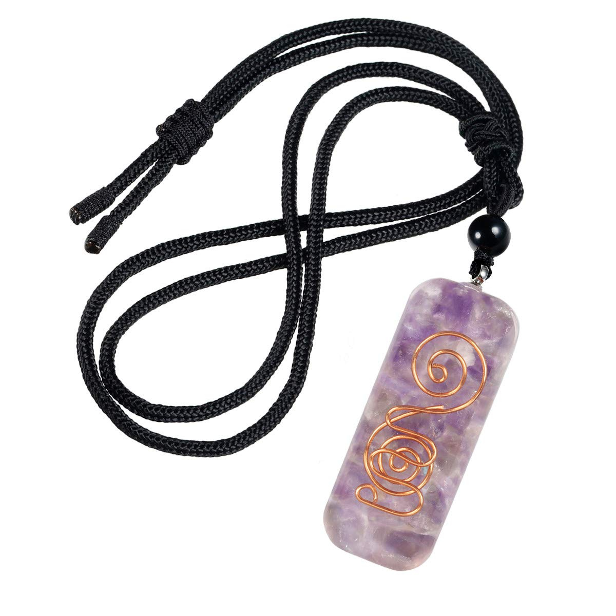 Nupuyai Amethyst Spiral Healing Crystal Necklace for Women Men, Chakra Stone Pendant with Adjustable Cord 65cm