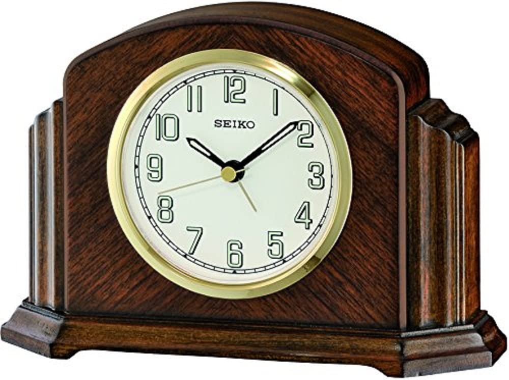Seiko Table Clock Brown Wood QXE043B, brown, Classic