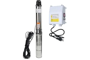 iMeshbean® Deep Well Submersible Pump with External Control Box, 1 HP, 115V, 60 Hz, 33 GPM, 305FT Max Head,100FT Power Cord Stainless Steel, 4",Long Life M#010 USA
