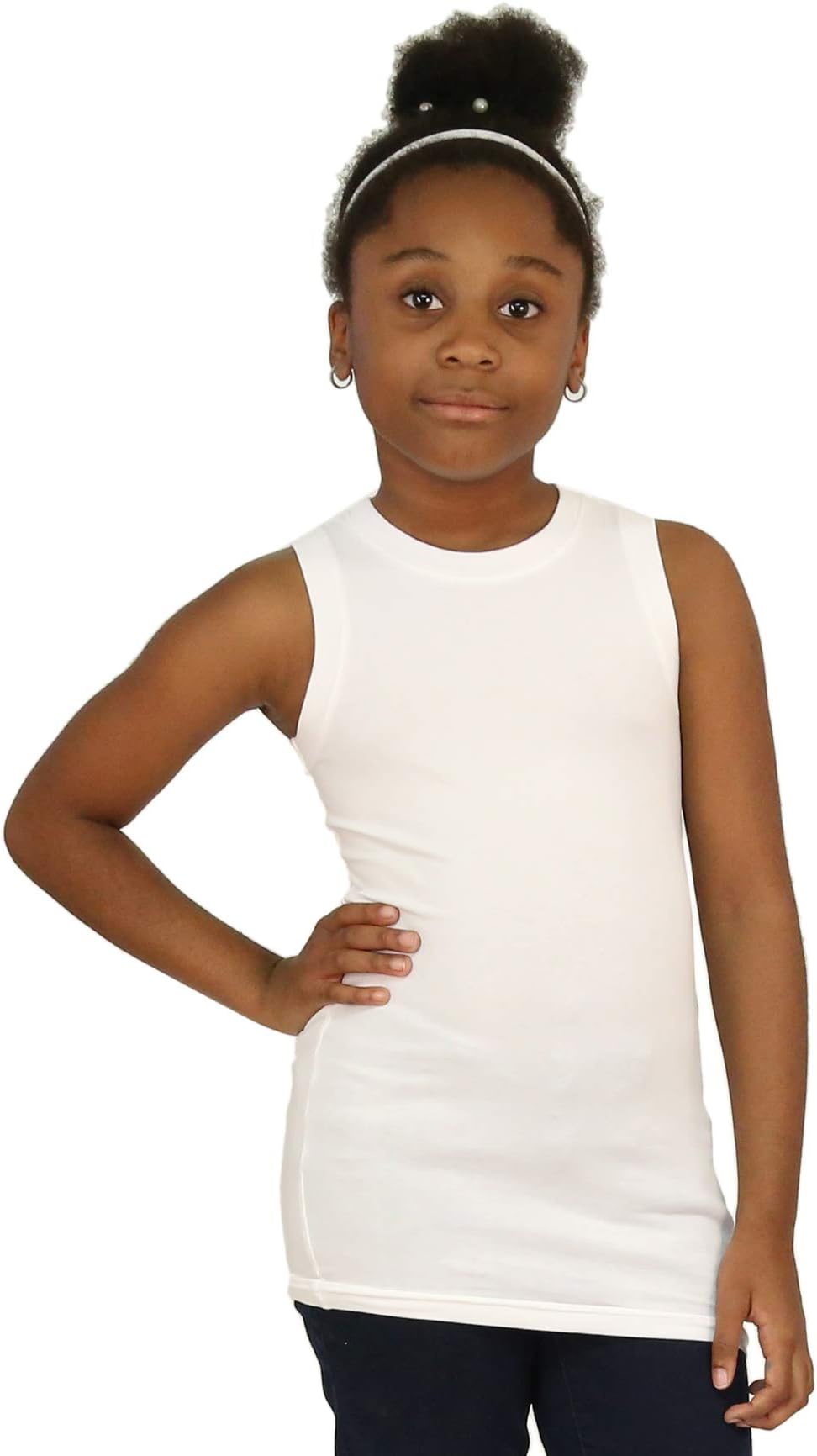 Fun and Function Sleeveless Undershirt Hugger for Kids & Teens X-Large (Ages 12-13) - Compression Provides All-Day Gentle Soothing Pressure Calming Effect - Soft Stretchy Cotton Fabric White