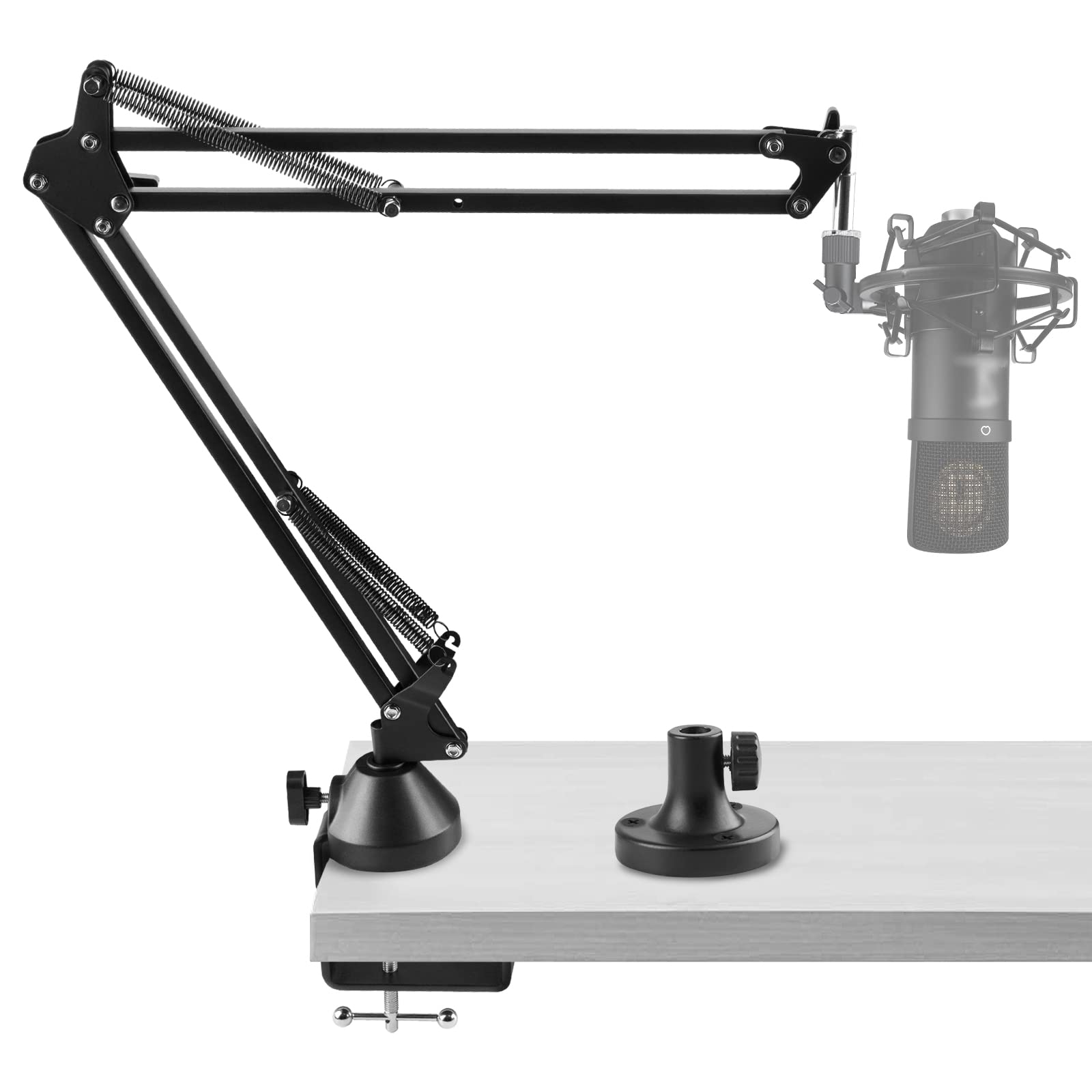 GEEKRIA for Creators Microphone Arm, Mic Boom Arm Mount with Table Flange Mount Adapter, Suspension Stand Desk Mount Holder Compatible with Takstar, Sennheiser, TZ, Nady, APEX, Avantone