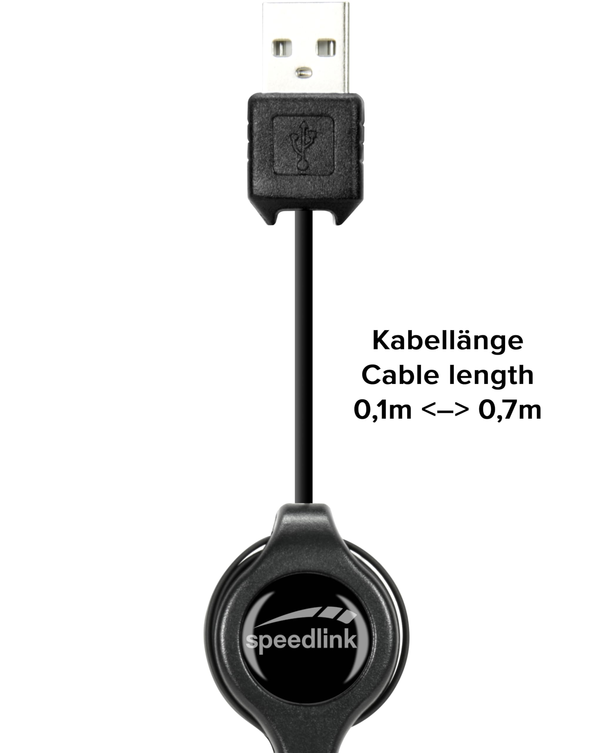 Speedlink BEENIE Mobile Mouse silent - kleine, kompakte Maus kabelgebunden USB, einstellbare Kabellänge mit Kabeleinzug, leiser Klick, schwarz 3