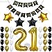 Gold Number 21 Balloons Decorations Set - Large, 40 Inch | 21st Birthday Balloons with Happy Birthday Banner and Star Foil Balloons | Black and Gold 21st Birthday Decorations | 21 Birthday Party Kit