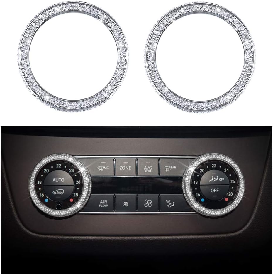 VDARK Mercedes Accessories Benz Parts Trim, Air Conditioning Regulator, Button Regulator Cap Cover Decals Interior Trim Decorations W204 X204 W166 X166 C Class GLK AMG Women and Men Bling Crystal