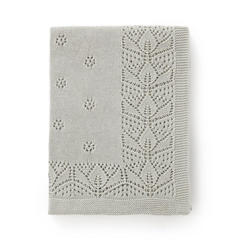 LAWKUL Cellular Blanket Baby 100% Cotton Knitted Soft Knit Crochet Blankets for Newborn Boy Girls Toddler 100x80cm Light Grey — image 1