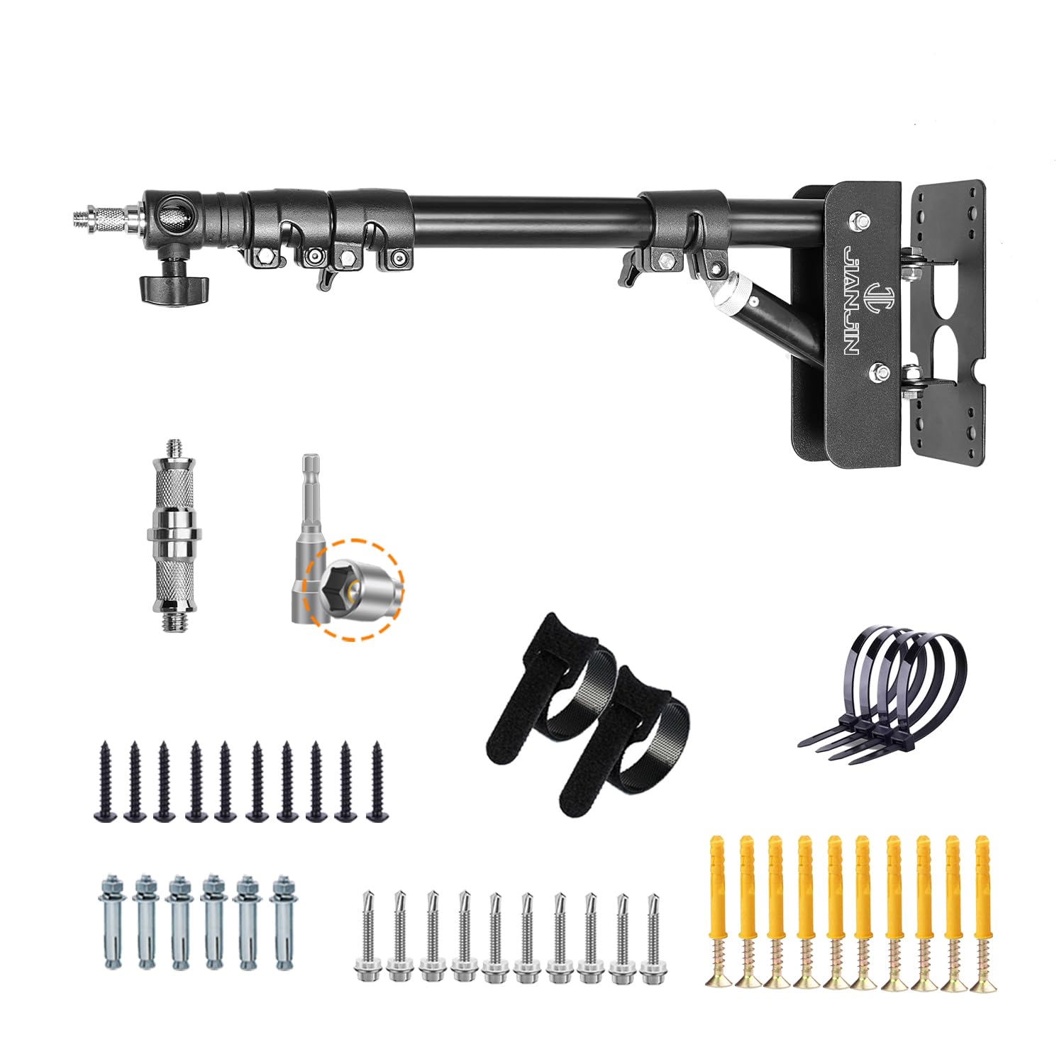 Photo 1 of JJ JIANJIN Ring Light Wall Mount 43.3inch/110cm, Ring Light Mount Support 180°Flexible Rotation for Studio Video Light, Monolight, Photography, Softbox, Reflector (43.3)