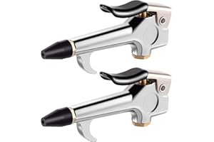 Mudder 2 Pieces Lever Style Air Blow Gun with Rubber and Safety Tip Nozzles for Home Garage Shop Industrial(Black)