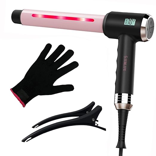 Sumlife Curling Iron Special Handle 100-240V 170-410FÂ° Heat up Fast Curling wands Hair Curler Waver Maker for All Hair Types Infrared Ceramic Bar Travel Iron 1 Inch Heat Resistant Glove and Hair Clips best curling wand