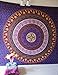 Folkulture Retro Spectrum Bohemian Hippie Tapestry Wall Hanging for College Dorm Room, Indian Mandala Floral Bedding Bedspread for Bedroom or Beach Blanket, Queen Size Blue Purple Boho Trippy Spread