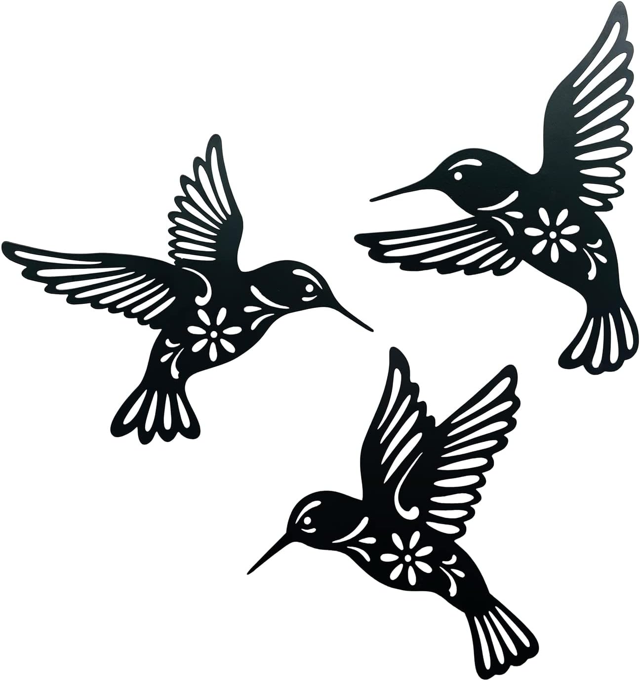 Plaques & Wall Art - VividLadybug Metal hummingbird wall art decor, 9inch set of 3 black Concise Decoration Hanging for living room bedroom bathroom Kitchen Patio Balcony House indoor outdoor, unique gift choice