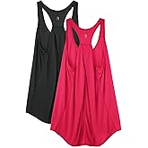 icyzone Women's Racerback Workout Athletic Running Tank Tops Loose Fit (Pack of 2)