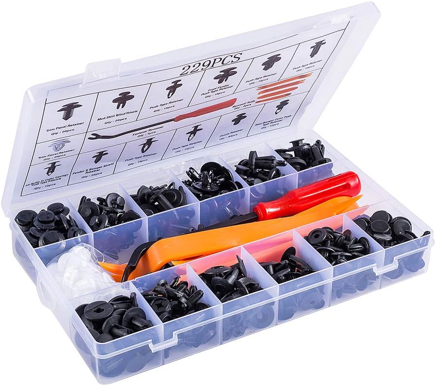 zhjdongtuo Car Auto Push Pin Rivet Trim Clip Panel Body Interior Assortment Set with Free Fastener Remover (229pcs)