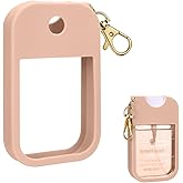 AIERSA Hand Sanitizer Spray Case Compatible with Touchland, Silicone Hand Sanitizer Case Holder with Keychain for Touch Land Mist Case 1FL. OZ (Blush Beige)