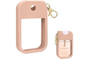 AIERSA Hand Sanitizer Spray Case Compatible with Touchland, Silicone Hand Sanitizer Case Holder with Keychain for Touch Land Mist Case 1FL. OZ (Blush Beige)