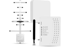 HOIMY Cell Phone Booster, Cell Phone Signal Booster with 2 Indoor Antennas for Band 66/2/4/5/12/17/13/25,Up to 6000 Sq.Ft,Boost 4G 5G LTE (White-2)