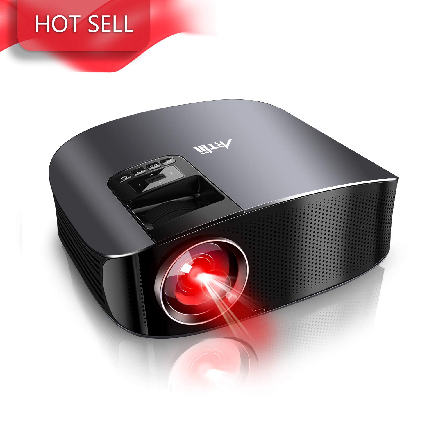 Proyector HD, Artlii Proyector LED 3500 Lúmenes, Proyector Cine en Casa,Soporte 1080p Full HD, HDMI x 2, AV, USB, VGA,...