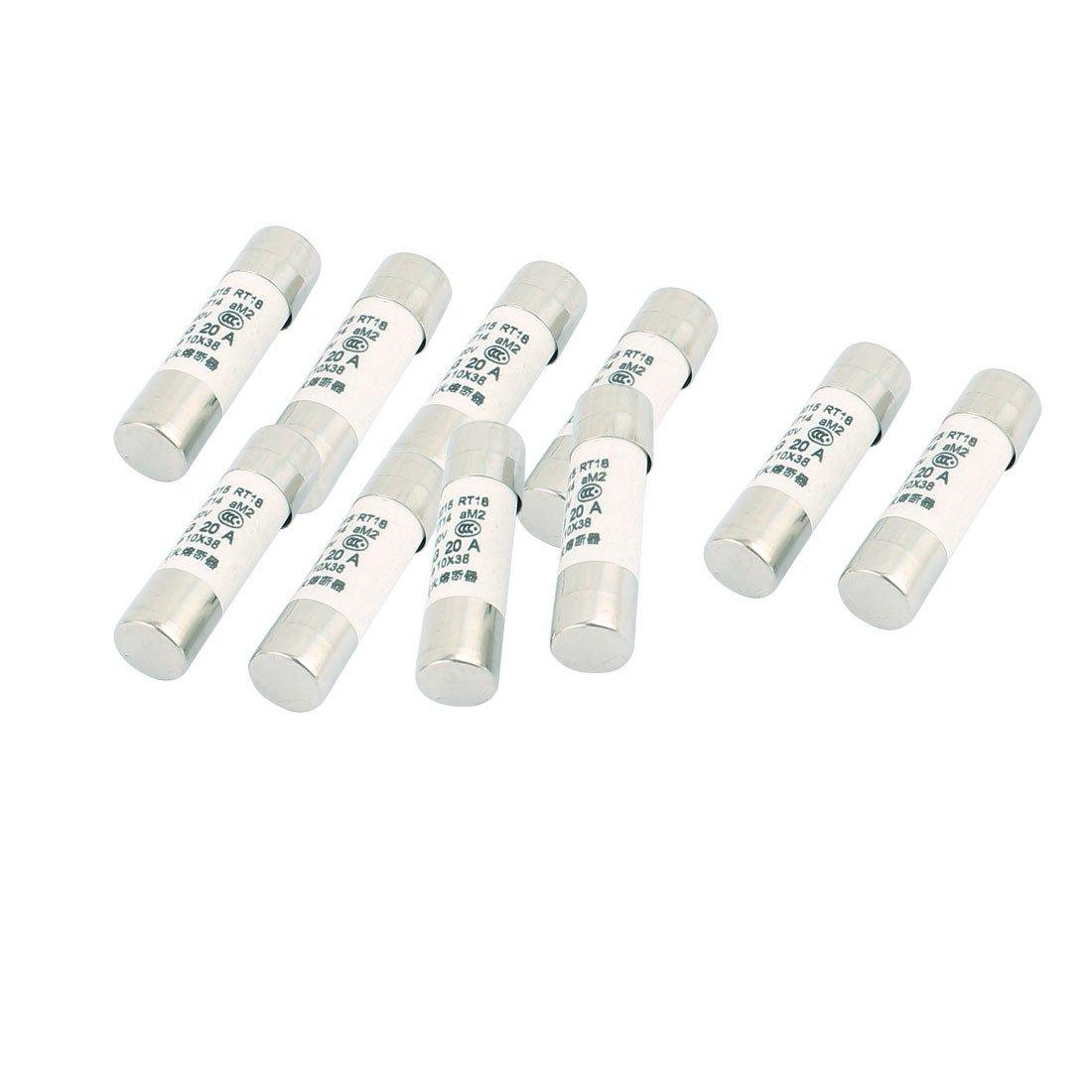sourcing map 10 Pcs 500V 20A Low Breaking Capacity 10x38mm Cartridge Ceramic Fuses