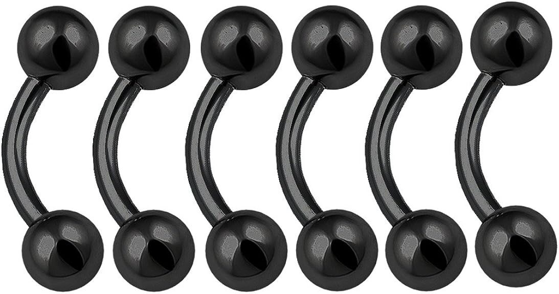 6pcs 16 G Curved Barbell cartílago labio Tragus cejas hacia