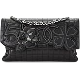 WHAT GOES AROUND COMES AROUND Women's Pre-Loved Chanel Black Lambskin Camellia No.5 Flap Shoulder Bag